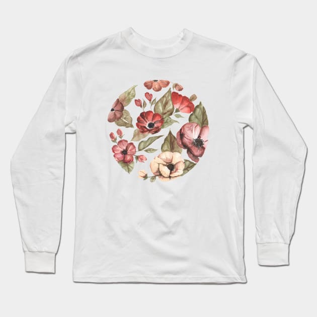 Circular Pink Flowers Long Sleeve T-Shirt by ShealeenLouise